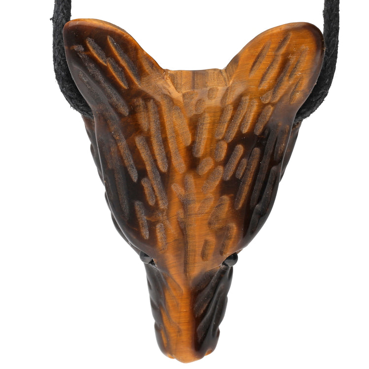 Tiger eye wolf head pendant