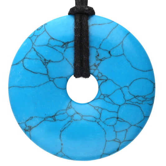 Turquoise (reconstructed) donut | 40 mm pendant + cotton cord