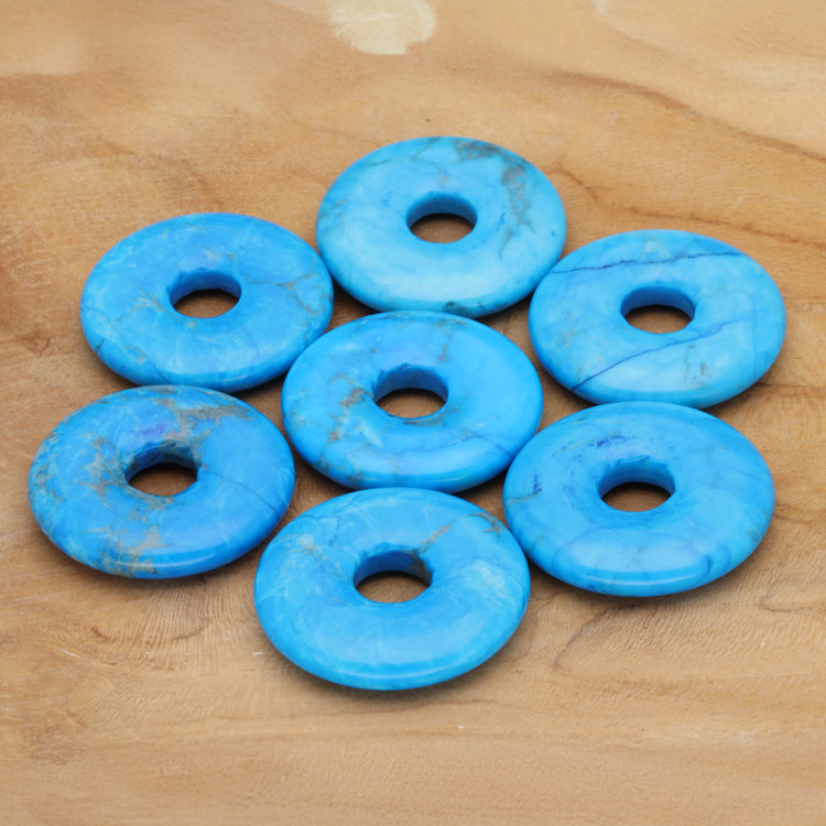 Turquoise (reconstructed) donut | 30 mm pendant + cotton cord
