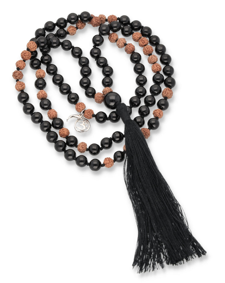 Mala made of black tourmaline (schorl) for protection