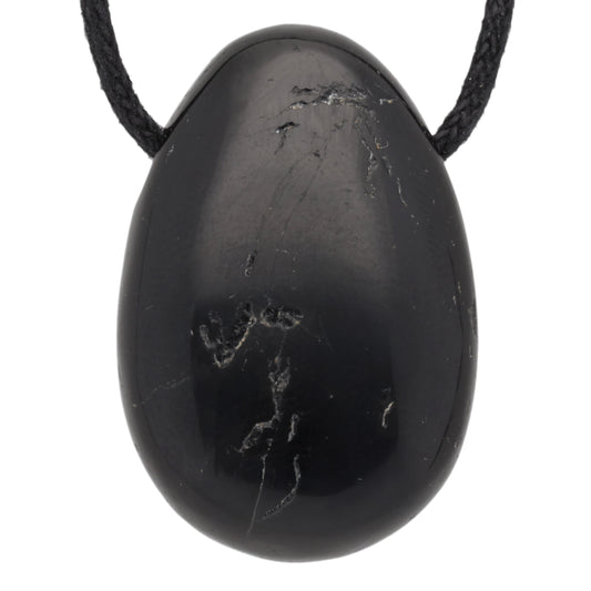 Tourmaline, black (Schorl) drop pendant B-quality