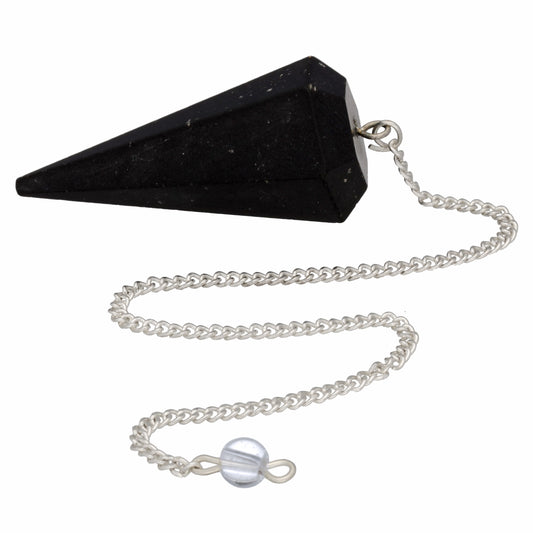 Tourmaline, black (Schorl) pendulum, cut faceted