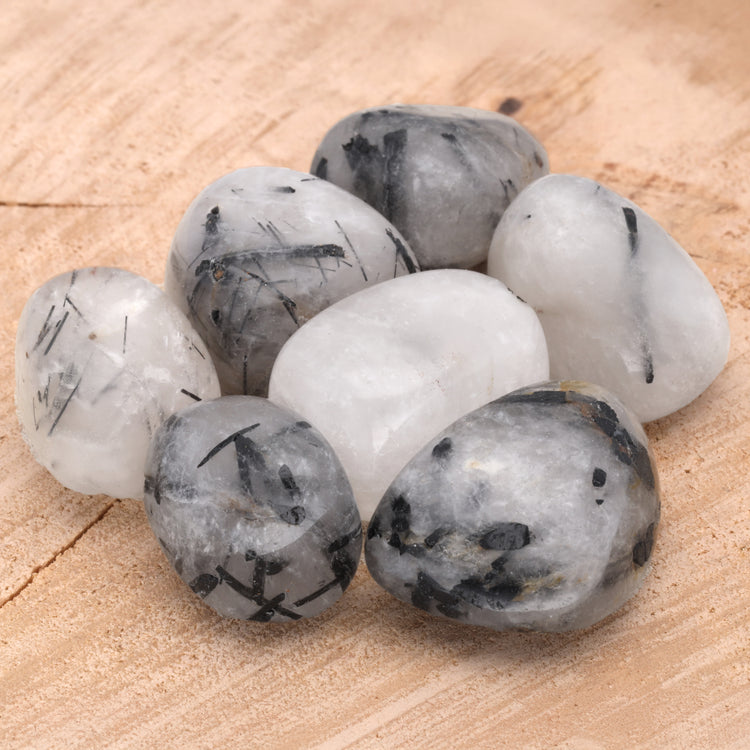 Tourmaline quartz tumbled stone