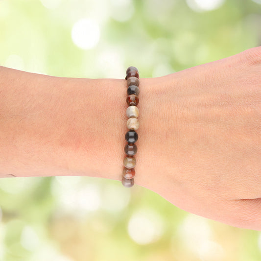 Petrified wood bead bracelet | 6 mm