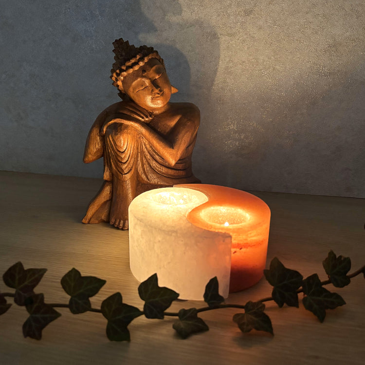 Salt crystal tealight holder "Yin&Yang"