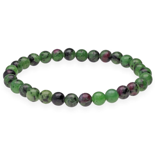 Zoisit mit Rubin Kugelarmband | 6 mm