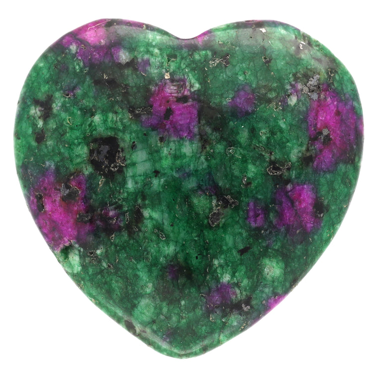 Zoisite with Ruby (dyed) Heart | Tumbled Stone 2x2 cm