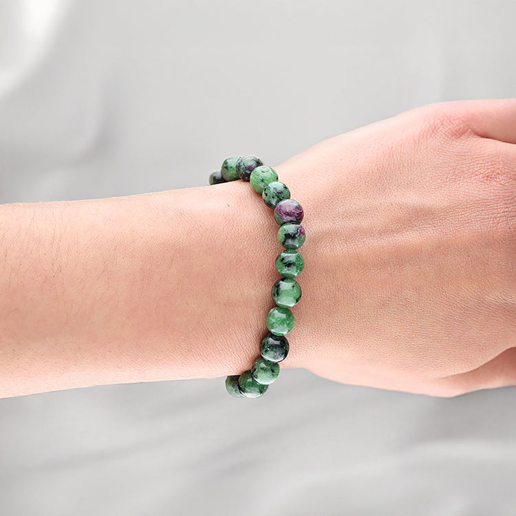 Zoisite with ruby bead bracelet | 8 mm