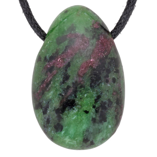 Zoisite with ruby drop pendant