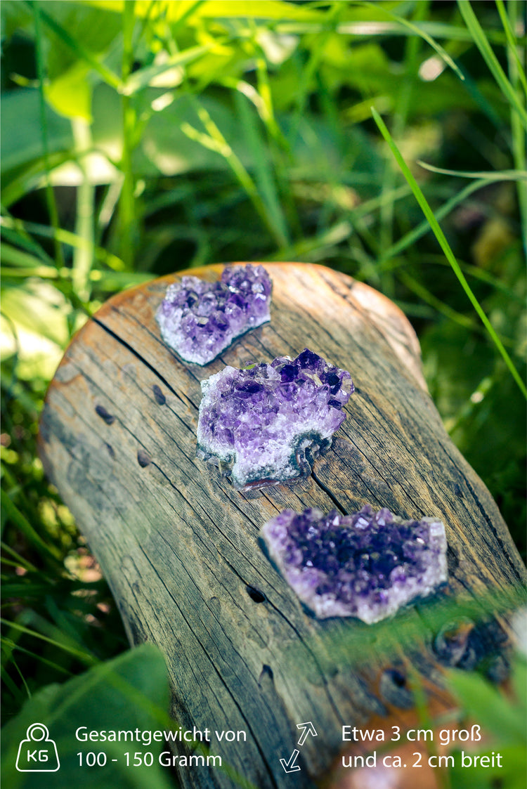 Amethyst Kristalle | 100% naturbelassene Drusenstücke | 3er Set