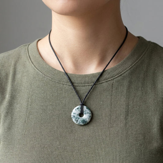 Tree Agate Donut | 30 mm Pendant + Cotton Cord