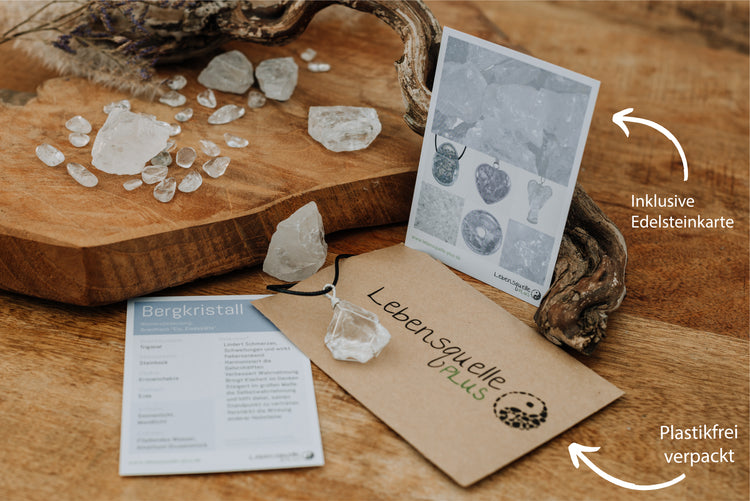 Rock crystal, set raw stone pendant