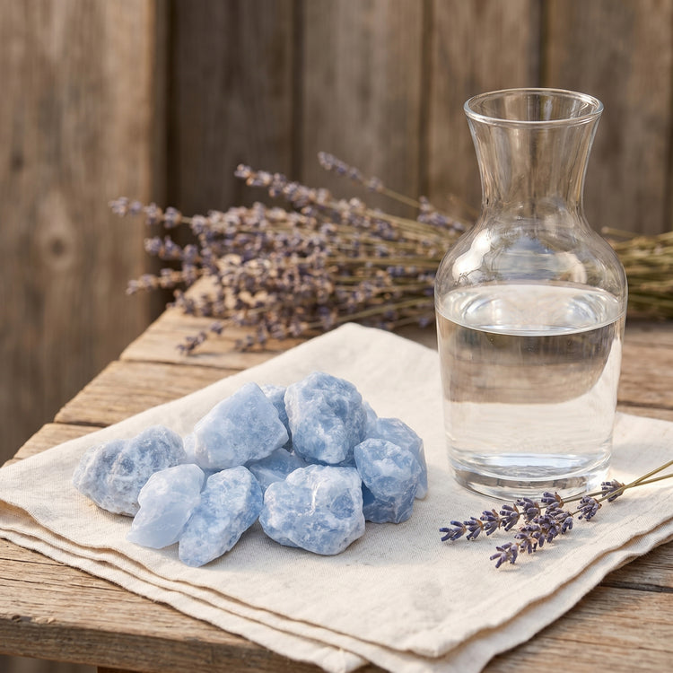 Blauer Calcit Wassersteine — Tragebild