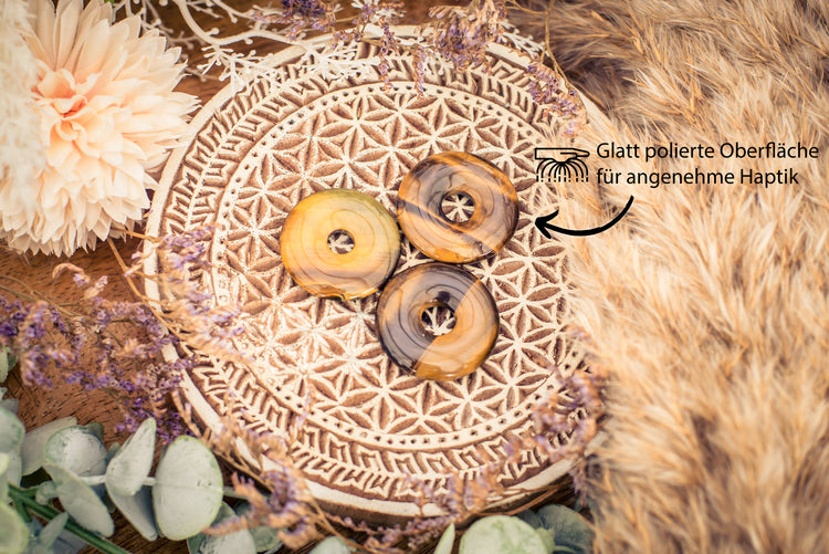 Tigerauge Donut | 30 mm Anhänger + Baumwollband