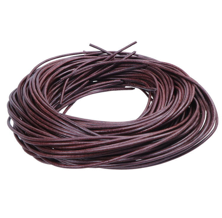 Leather strap made of genuine round cowhide, dark brown