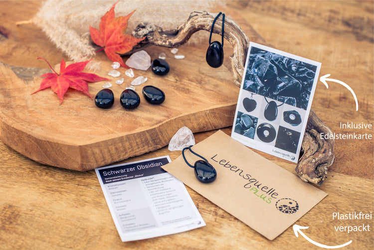 Obsidian, black drop pendant