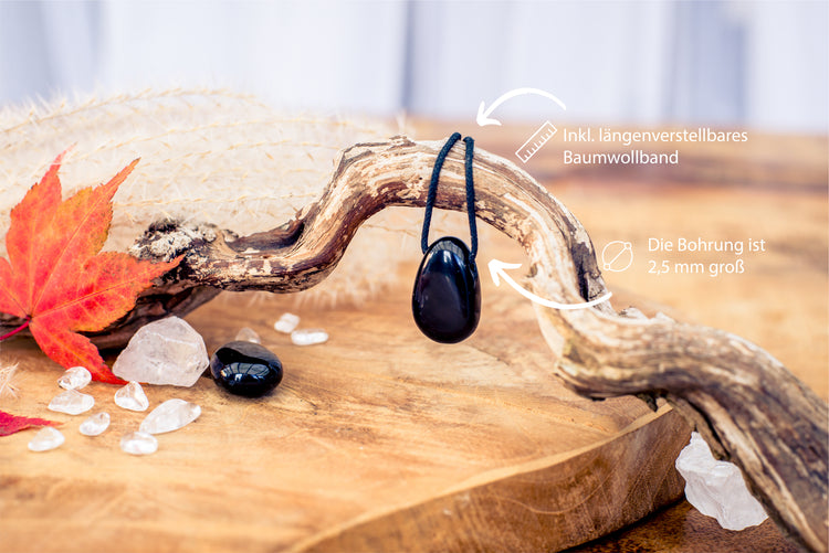 Obsidian, black drop pendant