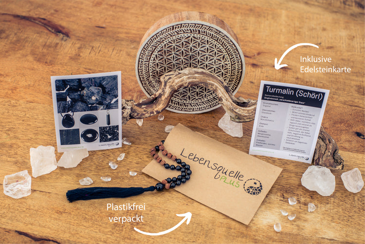 Mala made of black tourmaline (schorl) for protection