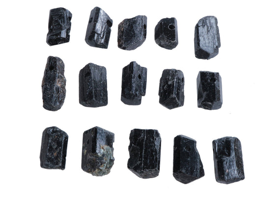 10x Tourmaline, black (Schorl) rough stone pendants remaining stock