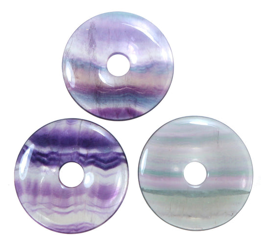 Fluorite, colorful donut | 40 mm pendant + cotton cord