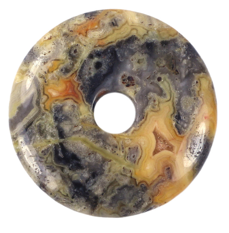 Crazy Lace Agate Donut | 40 mm pendant + cotton cord