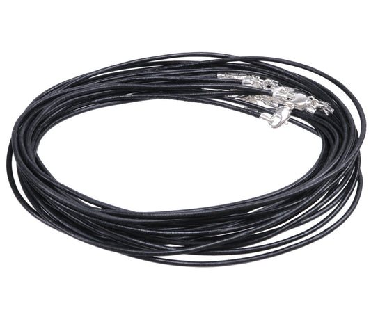 Leather strap with snap fastener 50 cm, black