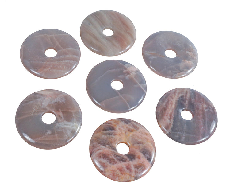 Moonstone donut | 40 mm pendant + cotton cord