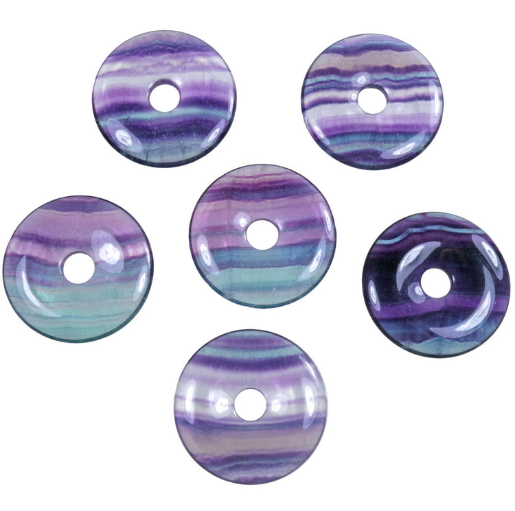 Fluorite, colorful donut | 40 mm pendant + cotton cord