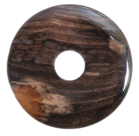 Petrified Wood Donut | 40 mm Pendant + Cotton Cord