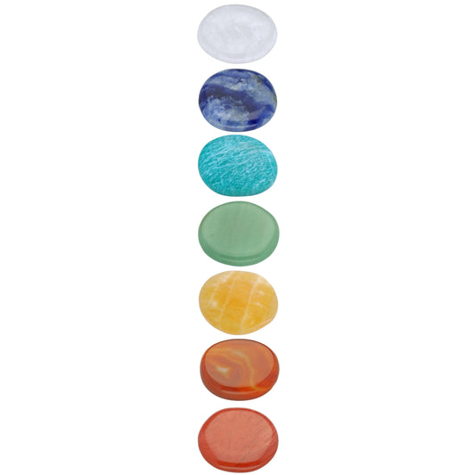 Chakra Steine-Set | 7 Scheibensteine im Baumwollbeutel