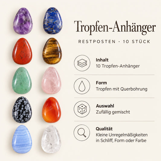 Steckbrief Tropfen-Anhänger Restposten – 10 Stück, zufällig gemischt