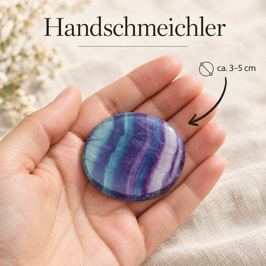 Fluorit Scheibenstein in der Hand – ca. 3–5 cm