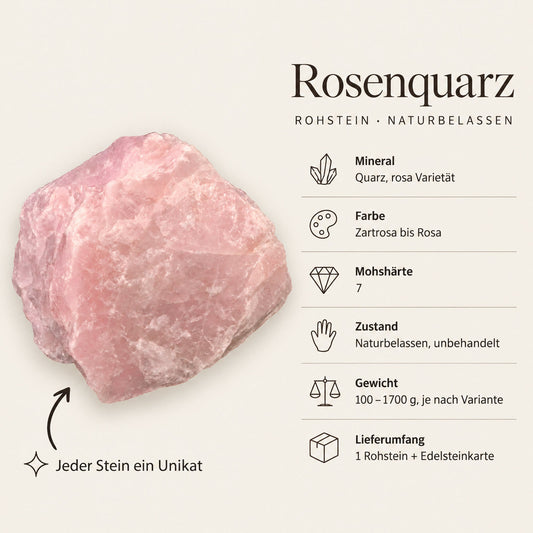 Steckbrief Rosenquarz Rohstein