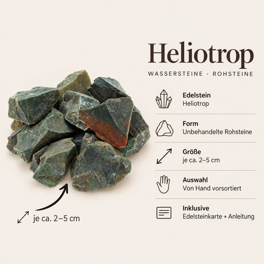 Steckbrief Heliotrop Wassersteine – je ca. 2–5 cm