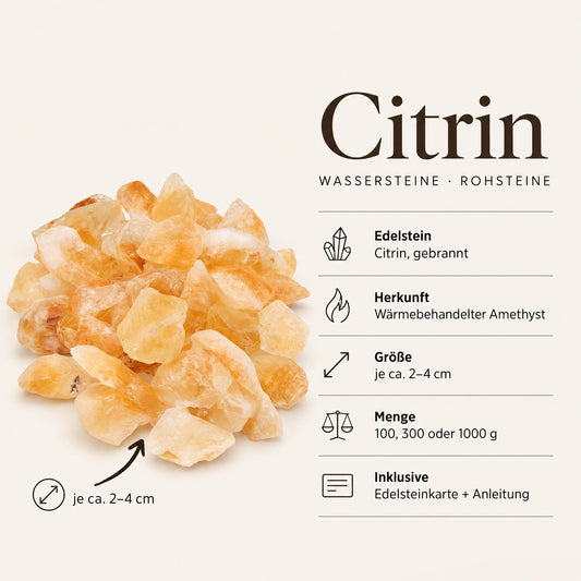 Steckbrief Citrin Wassersteine – je ca. 2–4 cm