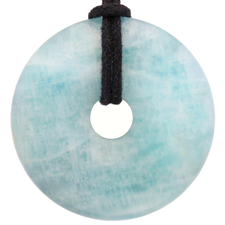 Aquamarin Donut | 40 mm Anhänger + Baumwollband