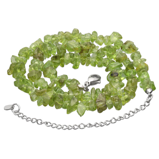 Peridot chip necklace | 45+5 cm extension with clasp