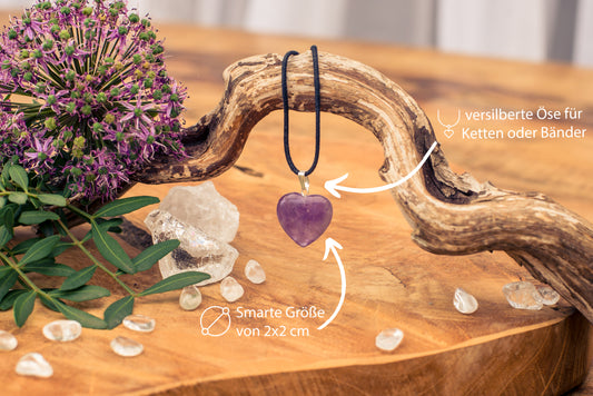 Amethyst heart pendant | 2x2 cm