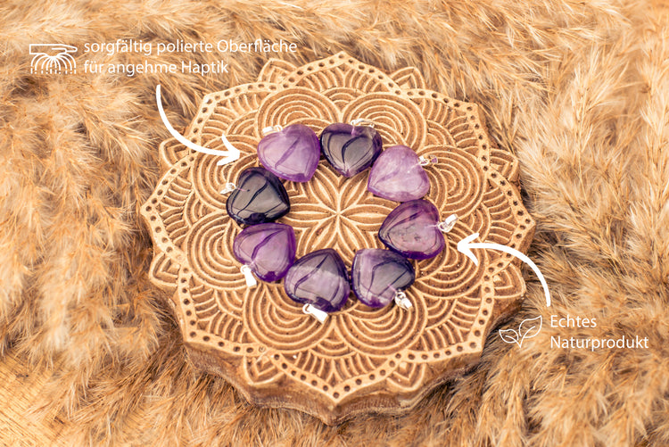 Amethyst heart pendant | 2x2 cm