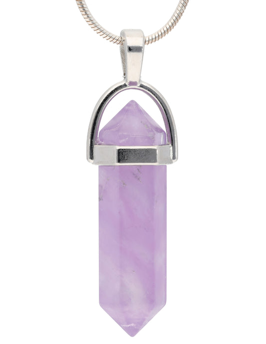 Amethyst, hell | Doppelspitze, gefasst | silberfarbene Öse