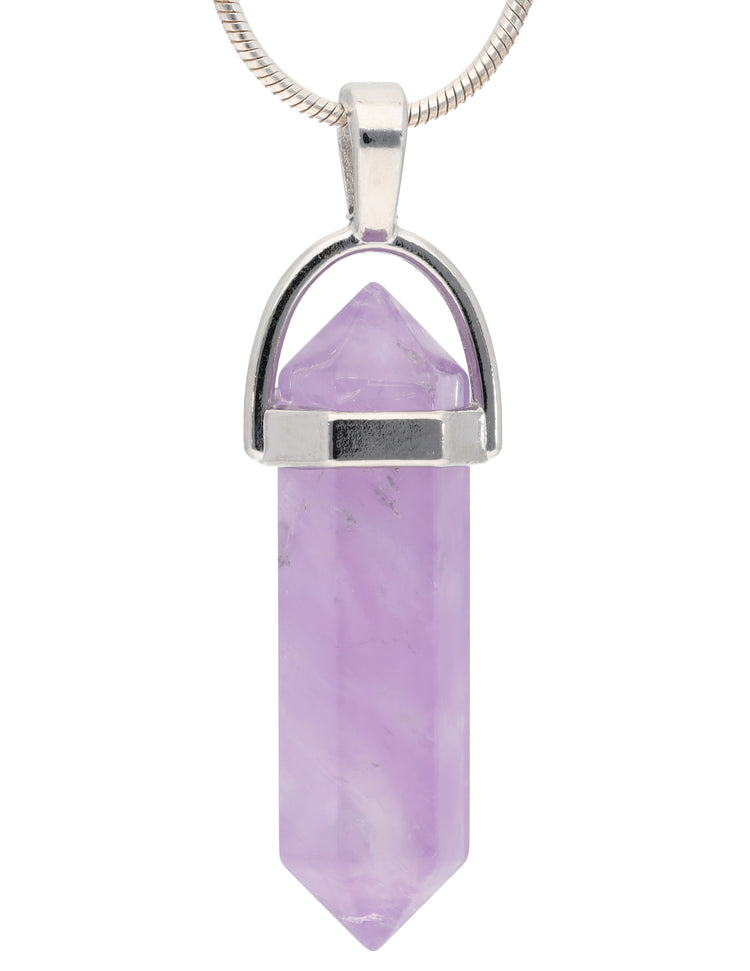 Amethyst, hell | Doppelspitze, gefasst | silberfarbene Öse