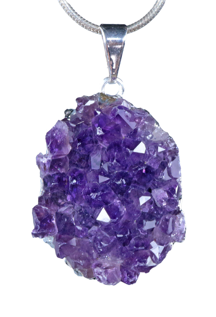 Amethyst geode rough stone pendant