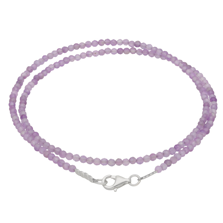 Amethyst 2 mm Perlenkette facettiert | 45 cm + Silberverschluss