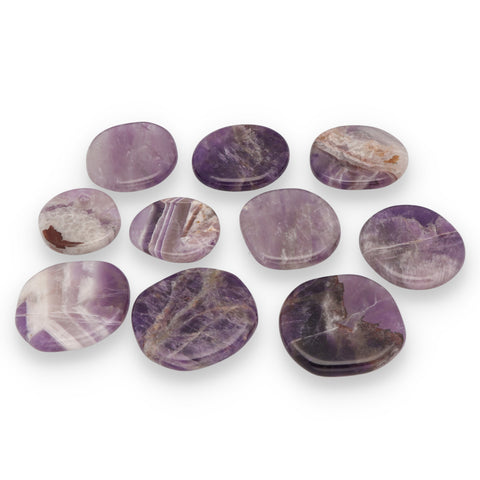 10x Amethyst Disc Stones A-B Quality Clearance