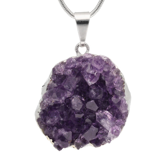Amethyst geode rough stone pendant