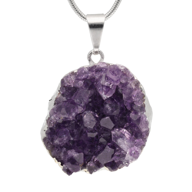 Amethyst geode rough stone pendant