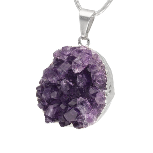 Amethyst geode rough stone pendant
