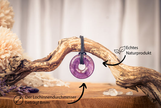 Amethyst Donut | 30 mm pendant + cotton cord