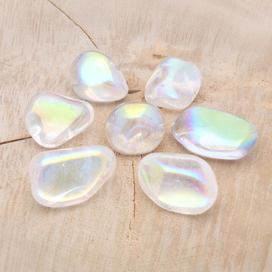 Angel Aura (rock crystal vaporized) tumbled stone