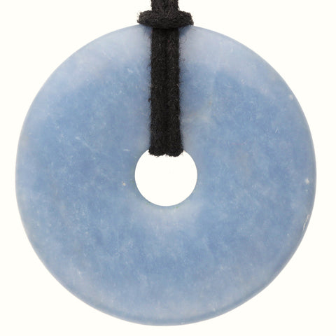 Angelite Donut | 40 mm Pendant + Cotton Cord